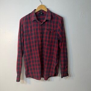 Volcom Red Black Plaid Flannel Shirt Modern Fit Men's Large